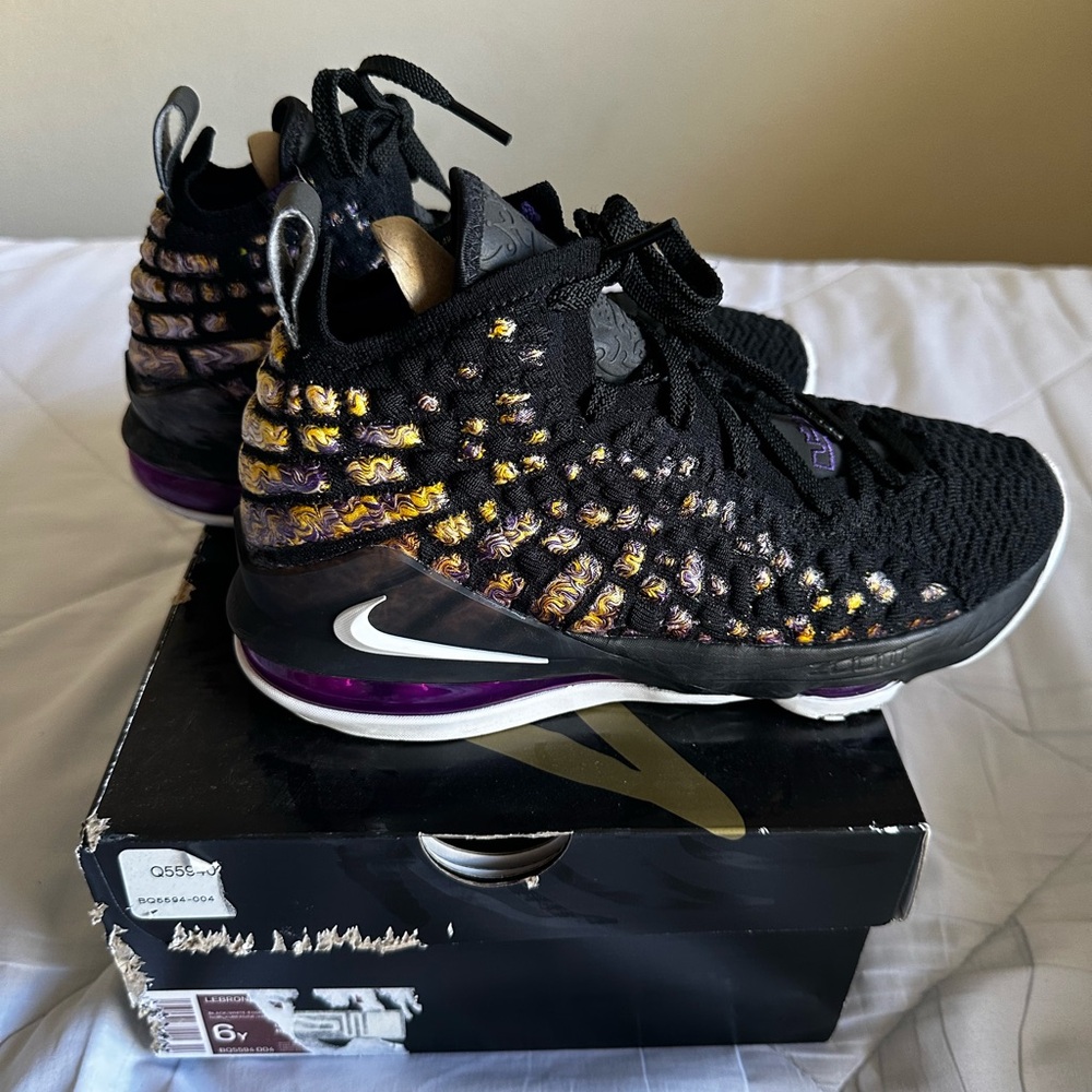 LeBron Nike Black and Purple Kids Sneakers